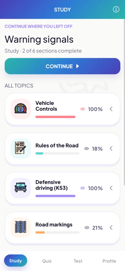Study dashboard in light mode