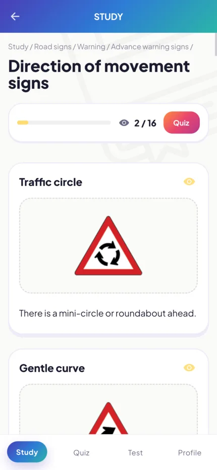 Study signs in light mode
